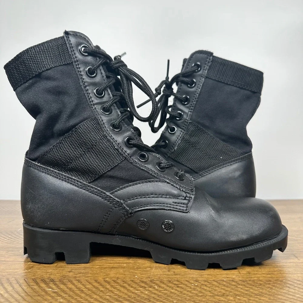 Rothco Jungle Boots Mens 5 Black Leather Canvas Speed Lace Military Combat Army